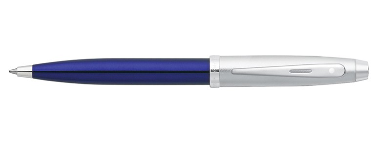 SHEAFFER 100 BALLPEN BLUE TRANSLUCENT BARREL BRUSHED CHROME CAP